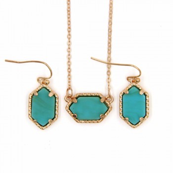 YJX030 Mini Iridescent Druzy Drusy Pendant Necklace With Matching Drop Earrings Hot Fashion Jewelry Sets Super Cute