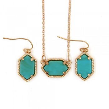 YJX030 Mini Iridescent Druzy Drusy Pendant Necklace With Matching Drop Earrings Hot Fashion Jewelry Sets Super Cute