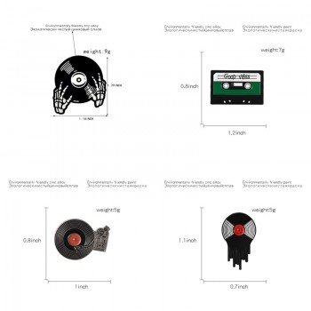 Phonograph Record Cassette Tape Vinyl Record Brooches Collection Enamel Pins Badge Retro Music Disc Brooch Gift for music lovers