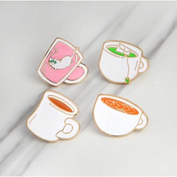 Rinhoo Tea Cup Enamel Pins Metal Colorful Cute Cup Collar Pins and Brooches for Women Vintage Brooch Jewelry Lapel Pin Badge