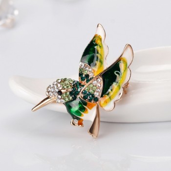 Beautiful Rhinestone colorful bird Brooch animal Brooches for wedding women decoration wild Animal Fashion Gold jewelry