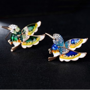 Beautiful Rhinestone colorful bird Brooch animal Brooches for wedding women decoration wild Animal Fashion Gold jewelry