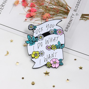 Creative Icon Flower Banner Sassy Feminism Brooches Personality Badge Quote I Do What I Want Women Enamel Pin Punk Girls Corsage