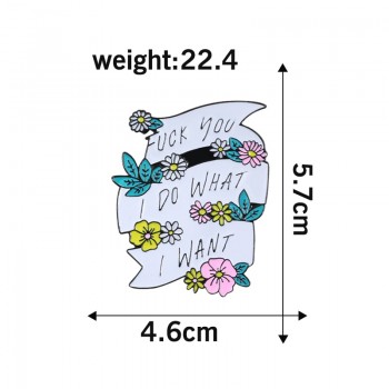 Creative Icon Flower Banner Sassy Feminism Brooches Personality Badge Quote I Do What I Want Women Enamel Pin Punk Girls Corsage