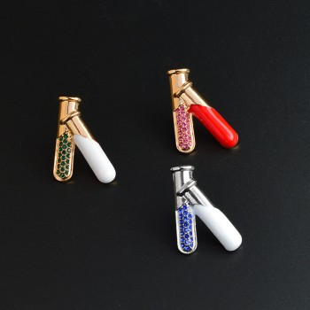 Test Tube Flasks Brooch with Colorful Crystals Medical Scientific Experiment Jewelry Pins Gift for Doctor Nurse Researchers