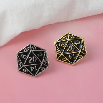 Gold Silver Twenty sided dice Dungeons amp; Dragons Enamel pin brooches Bag Clothes Lapel Pin Button Badge DnD Jewelry Gift fans