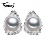 FENASY pearl jewelry,natural pearl earrings freshwater pearls sterling silver jewelry bohemian party wedding Stud Earrings