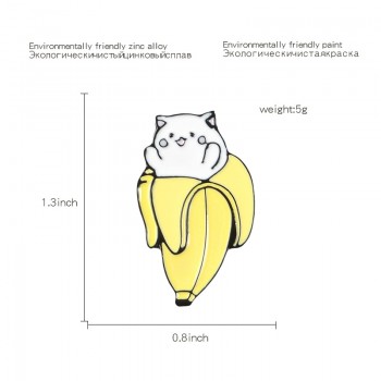 Cat Banana Enamel Pins Cartoon Animal Fruit Brooches Badge Denim jeans Lapel Pin Cute Kitten Jewelry Gift for Friends Kids