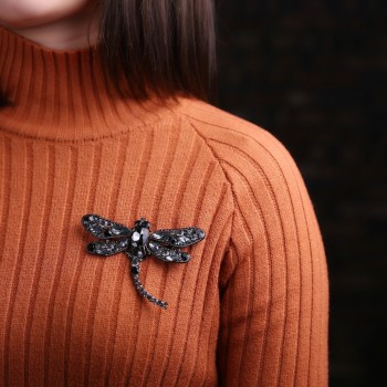 Vintage Design Shinny Crystal Rhinestone Dragonfly Brooches for Women Dress Scarf Brooch Pins Jewelry Accessories Gift