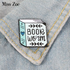 Blue book Enamel Pins Cartoon Reading Brooches Badge Denim jeans Lapel Pin Cute Book Lover Jewelry Gift for Friends Kids