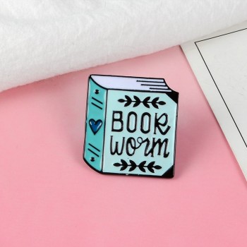 Blue book Enamel Pins Cartoon Reading Brooches Badge Denim jeans Lapel Pin Cute Book Lover Jewelry Gift for Friends Kids