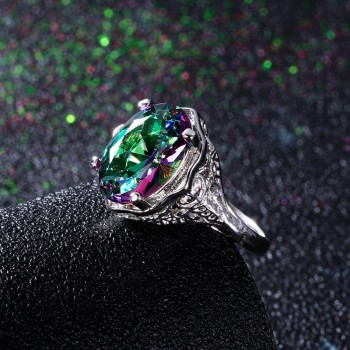 2018 New Trendy Round 925 sterling silver rings for women with Colorful Zircon stone Silver Jewelry Finger Ring Birthday Gift
