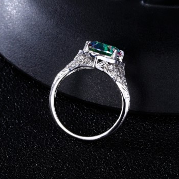 2018 New Trendy Round 925 sterling silver rings for women with Colorful Zircon stone Silver Jewelry Finger Ring Birthday Gift
