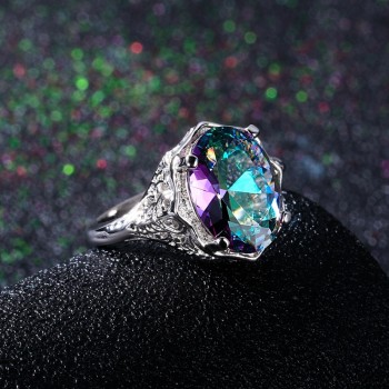 2018 New Trendy Round 925 sterling silver rings for women with Colorful Zircon stone Silver Jewelry Finger Ring Birthday Gift