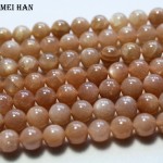 Freeshipping (48 beads/strand/32g) natural 7.5-8mm orange moonstone smooth round  loose beads for jewelry making desing