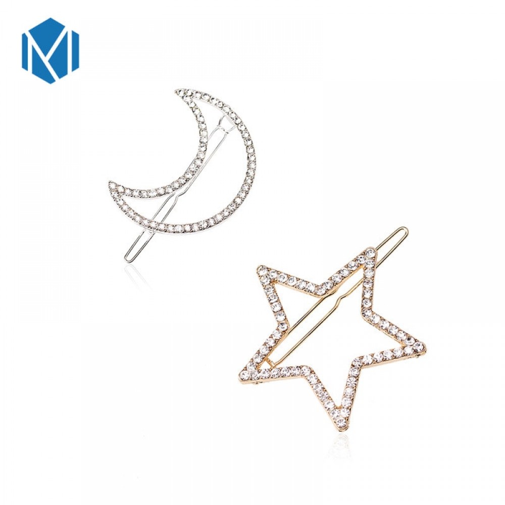 M MISM Women Girls Crystal Rhinestone Star Moon Hair Clip Beauty Hairpin Barrette Head Ornaments Women Hair Accessories Barrette