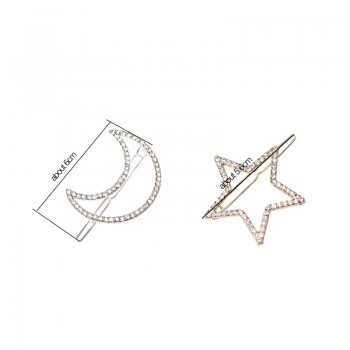 M MISM Women Girls Crystal Rhinestone Star Moon Hair Clip Beauty Hairpin Barrette Head Ornaments Women Hair Accessories Barrette