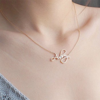 Custom Name Necklace Women Personalized Gift Customized Pendant Cursive Handwriting Stainless Steel Chain Fashion Jewelry 2019