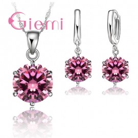 Giemi  Cheapeat 925 Sterling Silver Necklace Women 2019 Holiday Gift Wedding Jewelry 6 Claw Cubic Zircon Pendant Engagement