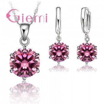 Giemi  Cheapeat 925 Sterling Silver Necklace Women 2019 Holiday Gift Wedding Jewelry 6 Claw Cubic Zircon Pendant Engagement