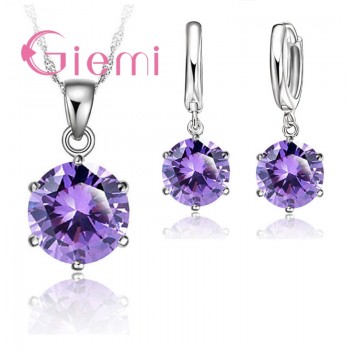 Giemi  Cheapeat 925 Sterling Silver Necklace Women 2019 Holiday Gift Wedding Jewelry 6 Claw Cubic Zircon Pendant Engagement