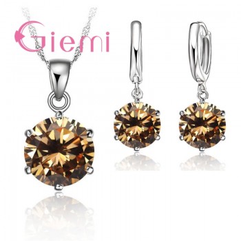 Giemi  Cheapeat 925 Sterling Silver Necklace Women 2019 Holiday Gift Wedding Jewelry 6 Claw Cubic Zircon Pendant Engagement