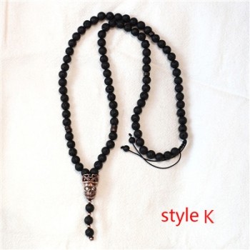 Mcllroy Natural stone Necklace for women/men retro lava bead long necklace skull/viking pendants necklaces Fashion Jewelry 2019