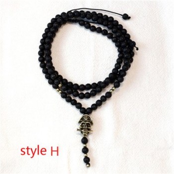 Mcllroy Natural stone Necklace for women/men retro lava bead long necklace skull/viking pendants necklaces Fashion Jewelry 2019
