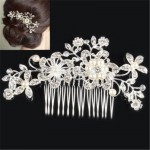 New Bridal Wedding Flower Crystal Rhinestones Diamante Pearls Hair Clip Comb