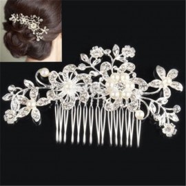 New Bridal Wedding Flower Crystal Rhinestones Diamante Pearls Hair Clip Comb