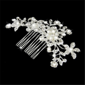New Bridal Wedding Flower Crystal Rhinestones Diamante Pearls Hair Clip Comb
