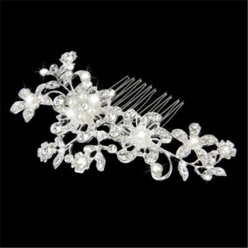New Bridal Wedding Flower Crystal Rhinestones Diamante Pearls Hair Clip Comb