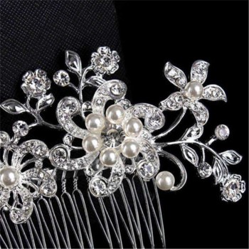 New Bridal Wedding Flower Crystal Rhinestones Diamante Pearls Hair Clip Comb