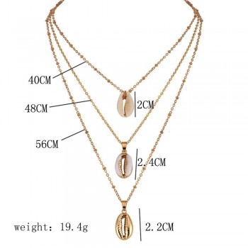 Fashion Bohemia Multilayer  Shell Choker Necklace Statement Alloy Shell Natural Seashell Pendant Necklace for Women  N0172