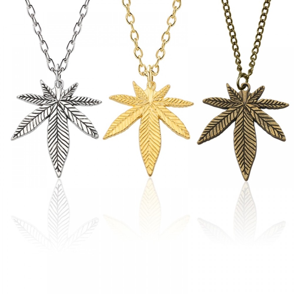 Hip Hop Tree Leaf Necklace For Women Men Small Weed Herb Maple Leaf Pendants Necklaces Unisex Plant Jewelry Dropshipping Collar