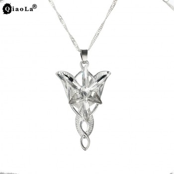QiaoLa Classic The Lord of One Ring Arwen Evenstar Pendent Movie Jewelry Crystal Twilight Star Silver Pendent Torque Erkek kolye