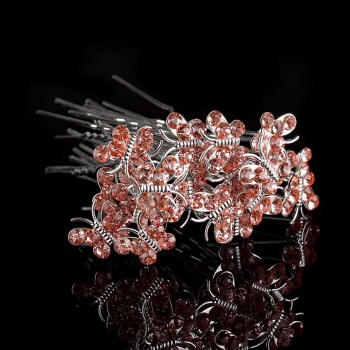 20pcs/lot Newest Special Design Crystal Rhinestone Butterfly Hair Pin Clips Women Wedding Bridal Hair Jewelry Nice Gift