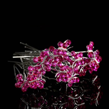 20pcs/lot Newest Special Design Crystal Rhinestone Butterfly Hair Pin Clips Women Wedding Bridal Hair Jewelry Nice Gift