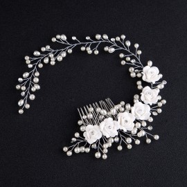 Fashion Korean Women Hair Comb Bride Wedding Hair Clip Handmade Flowers Beads Decoration Ladies Hairs Accessories @M23