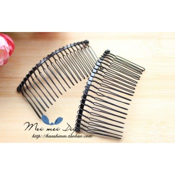 10pcs/lot DIY hair accessories hair supplies steel plate inserted comb hair comb black iron silver 7.5 * 3.6cm 20 teeth