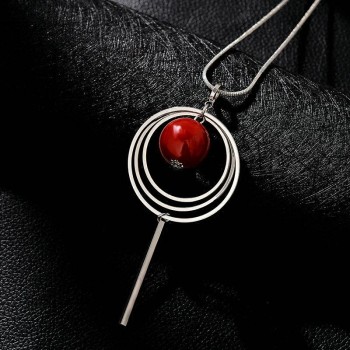 New Arrival Women Pendant Necklaces Circle Water Long Red Beads Necklace Fashion Necklaces amp; Pendants Jewelry Accessories 2018