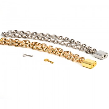 Handmade Men Women Unisex Chain Necklace Heavy Duty Square Lock Padlock Choker Metal Collar