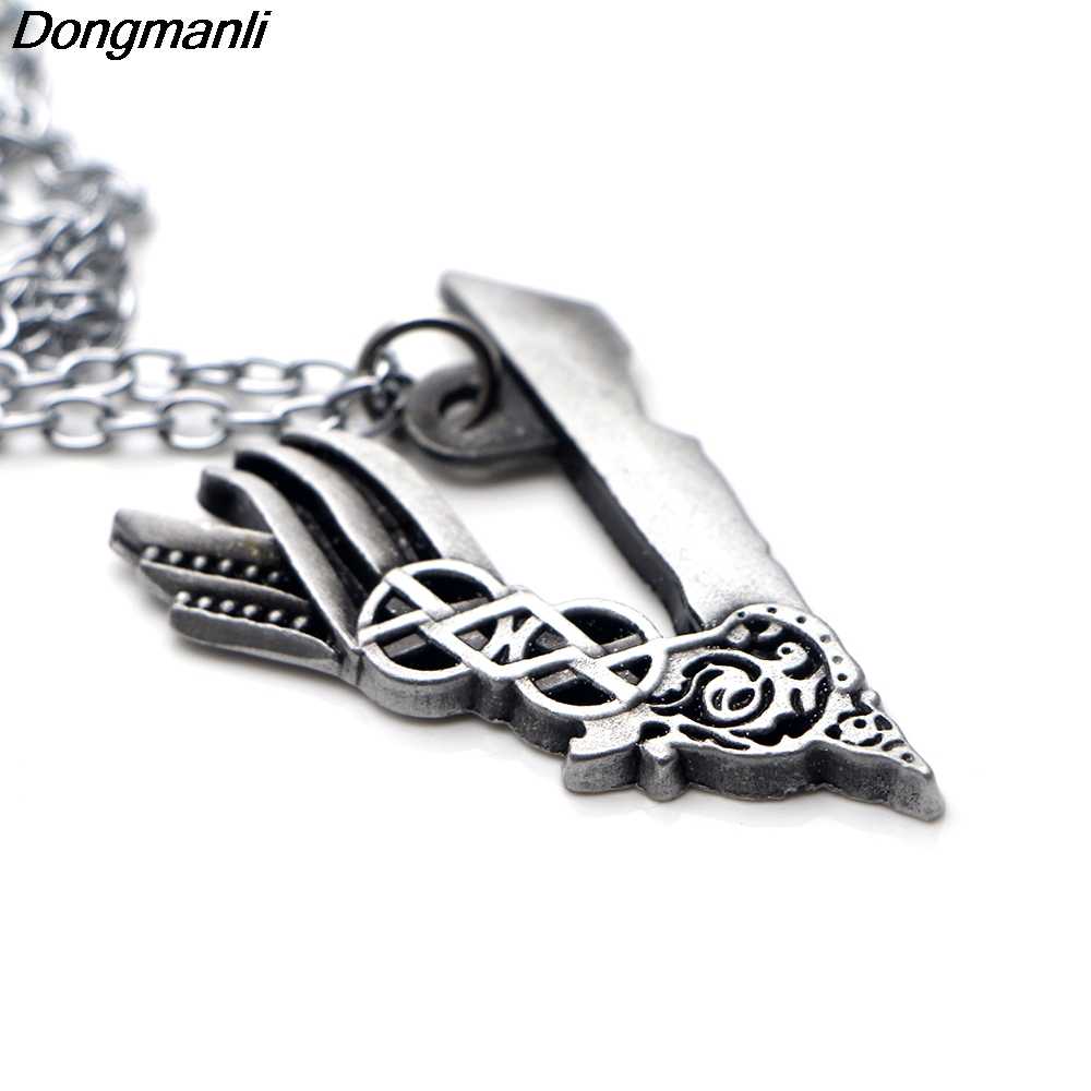 P1746  Dongmanli Jewelry Tv Series Vikings Icon Necklace Vikings VLogo Pendant Ragnar Lodbrok Men Women Birthday Gift