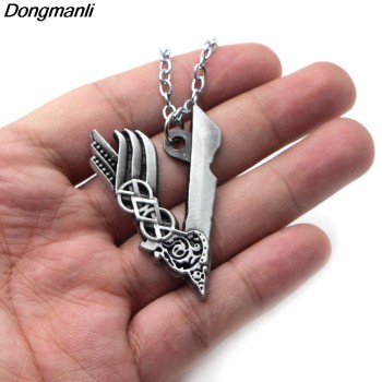 P1746  Dongmanli Jewelry Tv Series Vikings Icon Necklace Vikings VLogo Pendant Ragnar Lodbrok Men Women Birthday Gift
