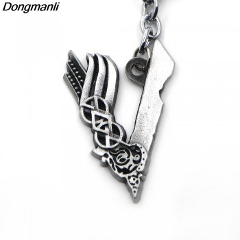 P1746  Dongmanli Jewelry Tv Series Vikings Icon Necklace Vikings VLogo Pendant Ragnar Lodbrok Men Women Birthday Gift