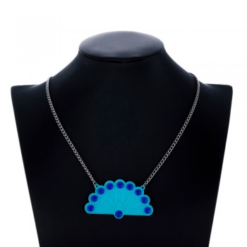 Peacock Miraculous Ladybug Big Pendant with Opals Choker Necklace Silver Chain Fashion Anime Jewelry Women/Girls Christmas Gift
