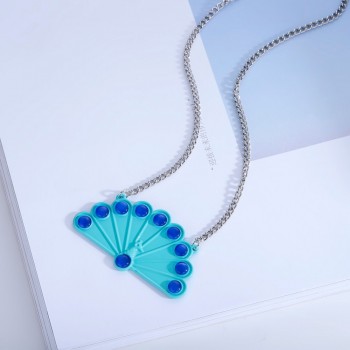 Peacock Miraculous Ladybug Big Pendant with Opals Choker Necklace Silver Chain Fashion Anime Jewelry Women/Girls Christmas Gift