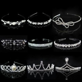 AINAMEISI Princess Tiaras Wedding Crown Rhinestone Pearl Headband Kid Girls Bridal Crown Party Accessiories Hair Jewelry Gift