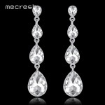 Mecresh Simple Silver Color Crystal Wedding Long Drop Earrings 2018 Rhinestone Teardrop Korean Dangle Earrings for Women EH1118
