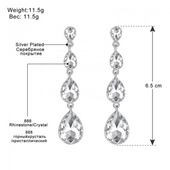 Mecresh Simple Silver Color Crystal Wedding Long Drop Earrings 2018 Rhinestone Teardrop Korean Dangle Earrings for Women EH1118